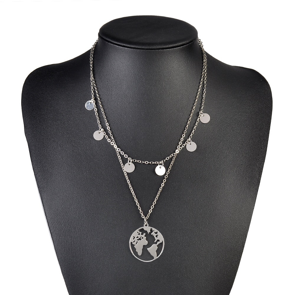 3 for $25⚡️ world map 2 layer sequin coin necklace - Picture 4 of 8